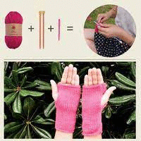 KIT TRICOT GUANTE ROSA