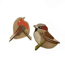 POP OUT CARDS. BIRDS. ROBIN AND SPARROW